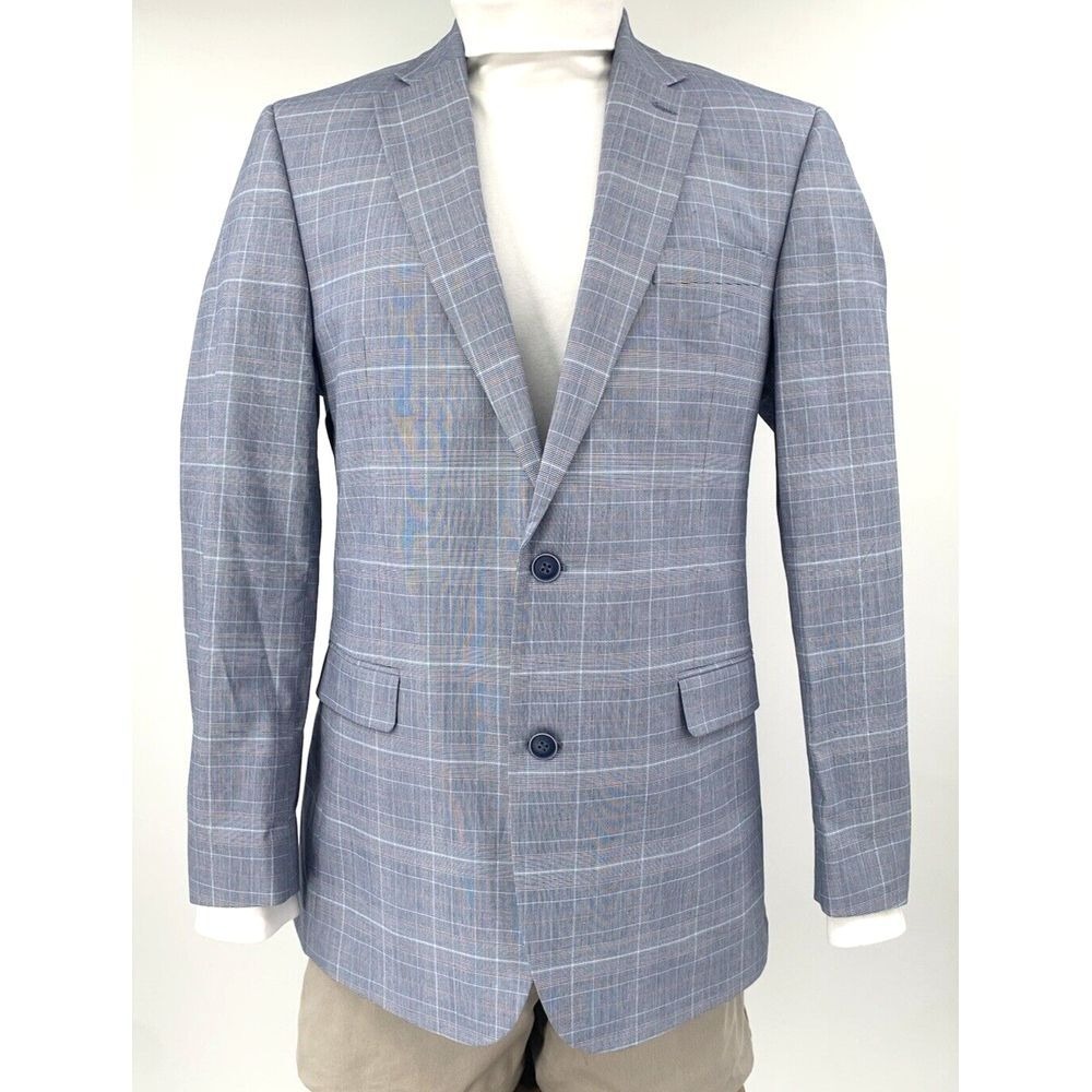 Tommy Hilfiger THFlex Gray Plaid Single Breasted‎ Men's Blazer Size 42 Long